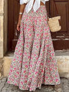 Rose floral print boho maxi skirt