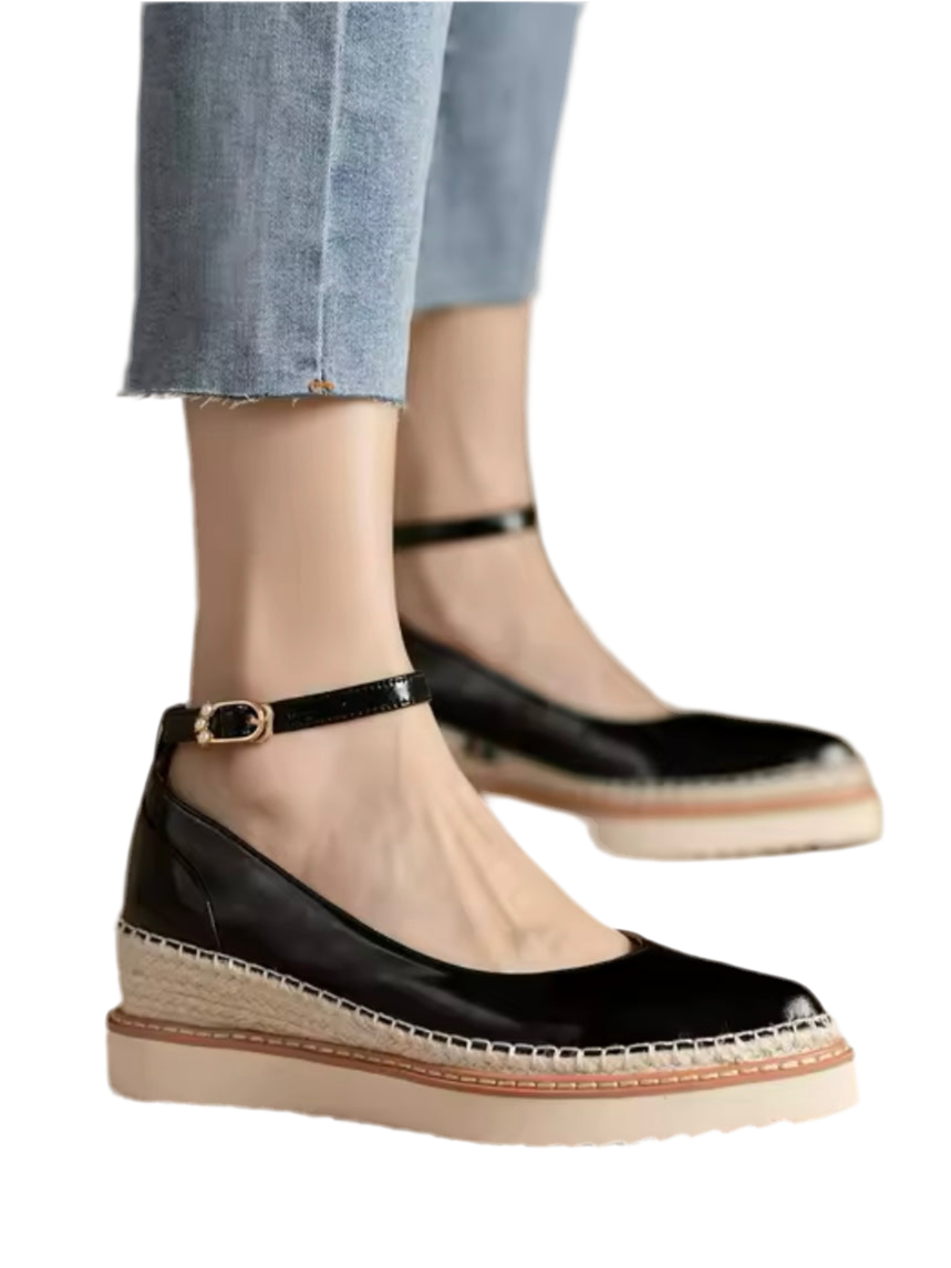 Solid colors pigskin platform espadrille wedge