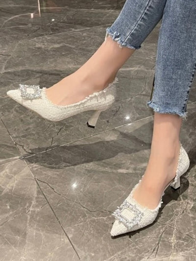 Beige low heel shoes