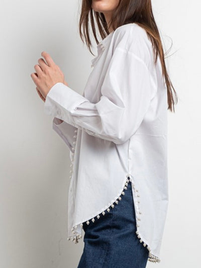 White pearls edge shirt