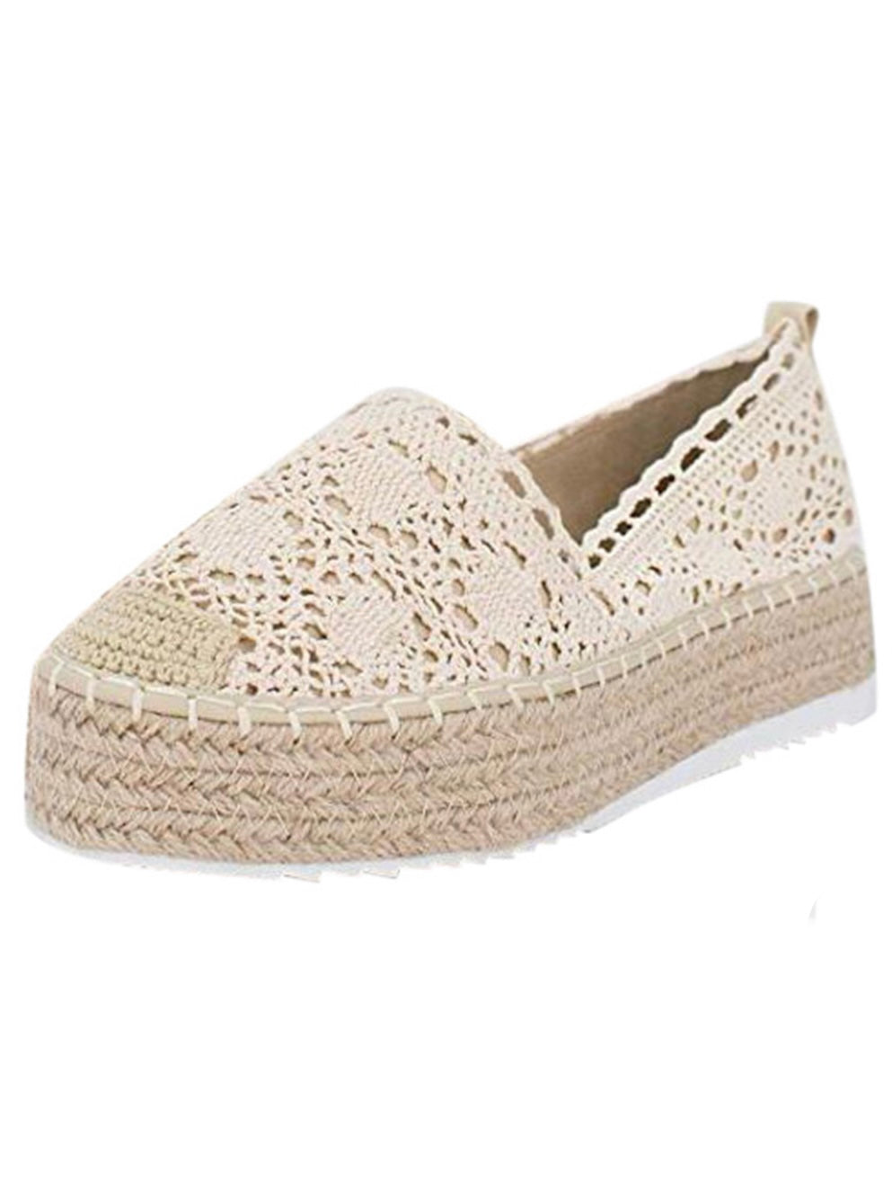 Beige macrame espadrilles platform