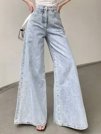 Light blue jeans wide leg pants