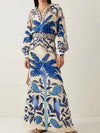 White and blue leafs set of 2 top and skirt