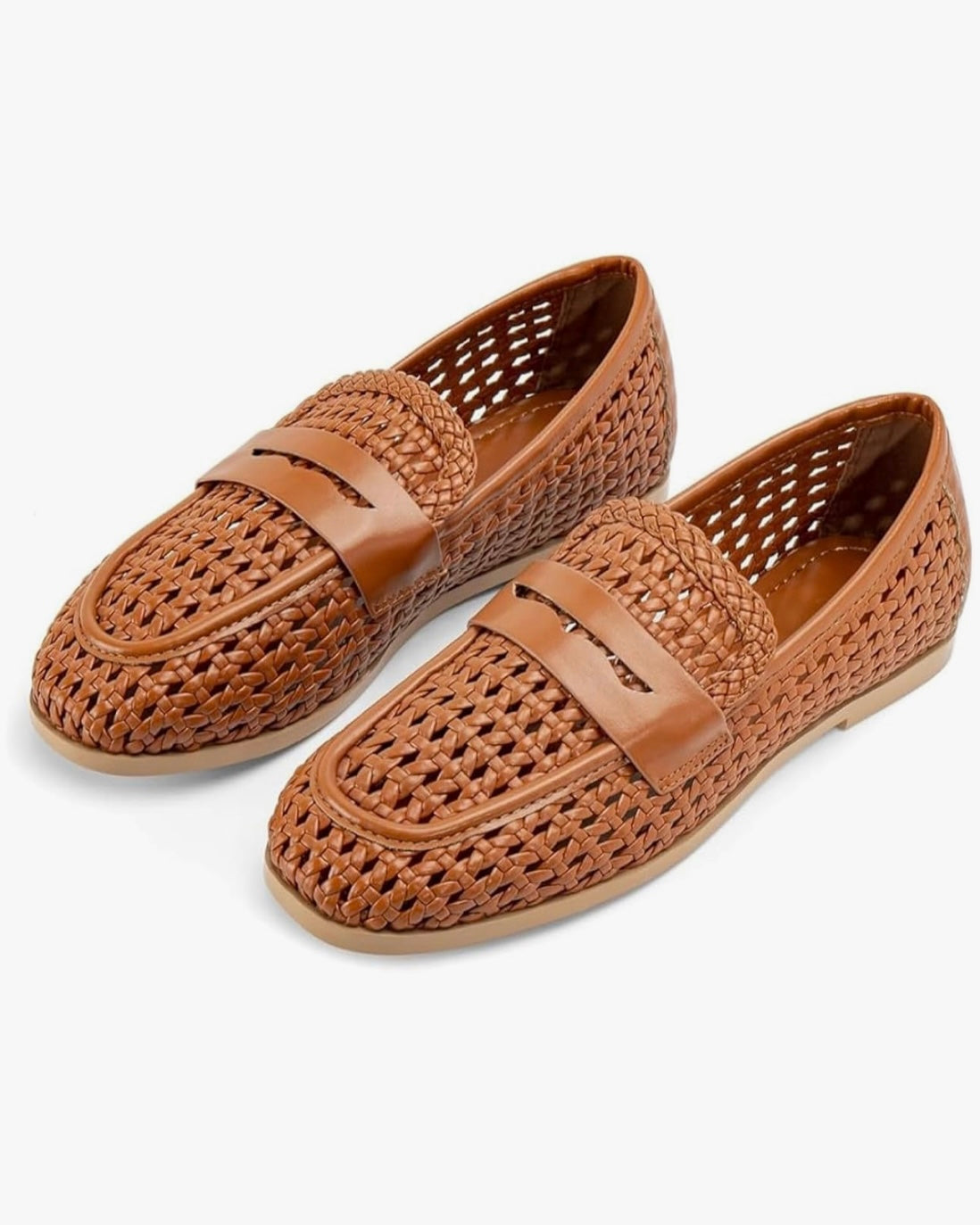 Beige natural Slip on net loafers moccasins shoes