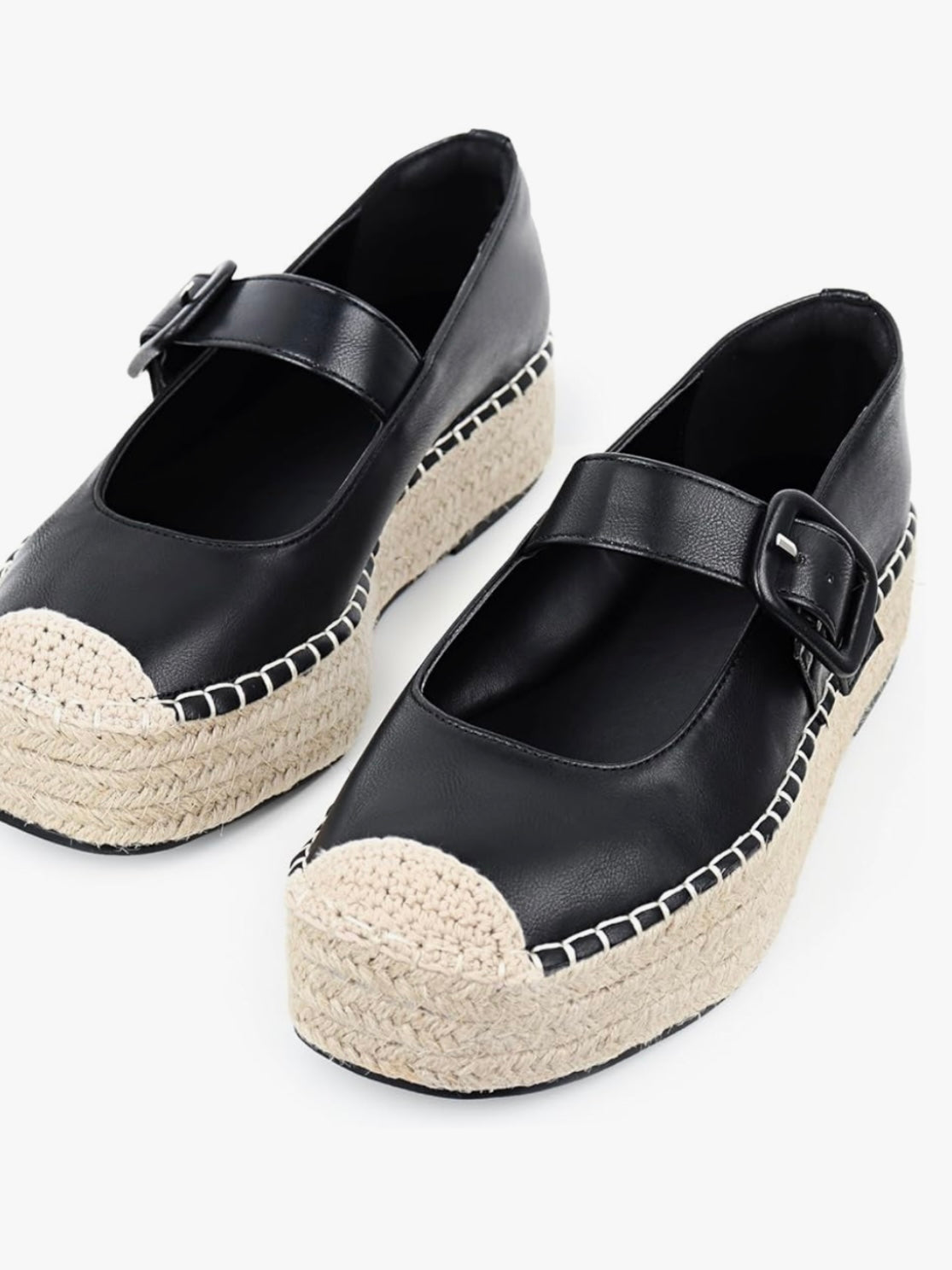 Black wedge espadrilles flat platform