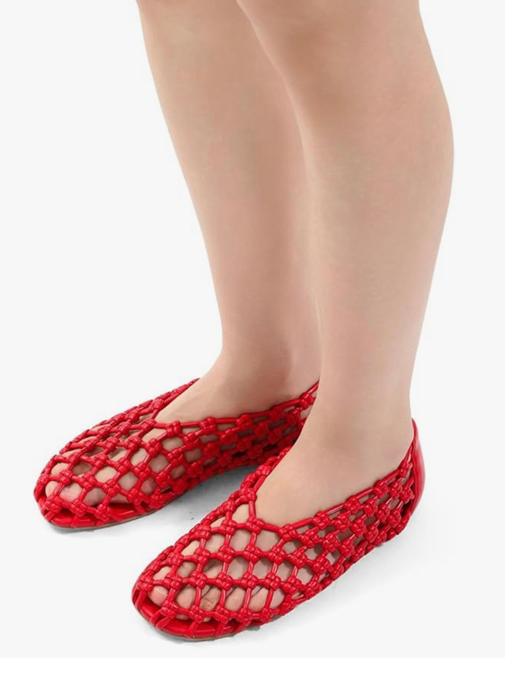 Red slip on flats shoes