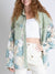 Flower ragged lace raw hem denim jacket