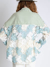 Flower ragged lace raw hem denim jacket
