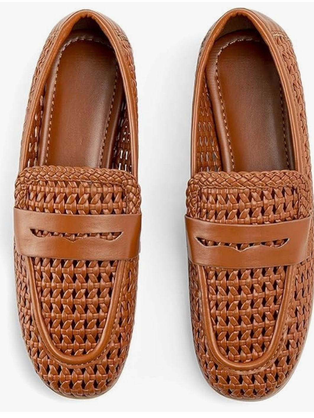 Beige natural Slip on net loafers moccasins shoes