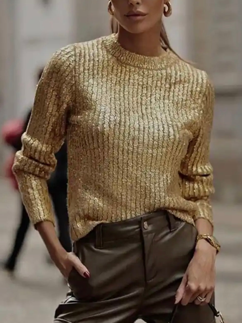 Golden knitted sweater