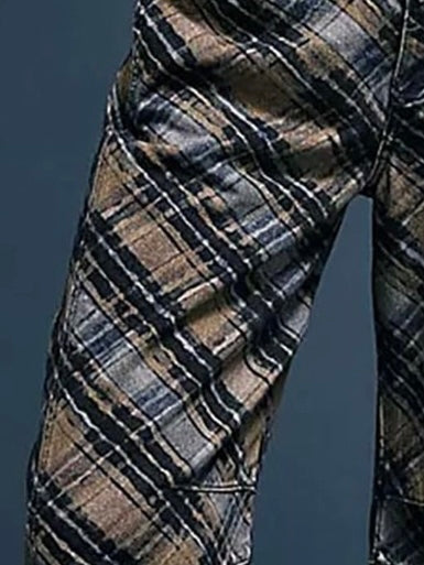 Blue Striped & Square Print Barrel Pants – Limited Edition