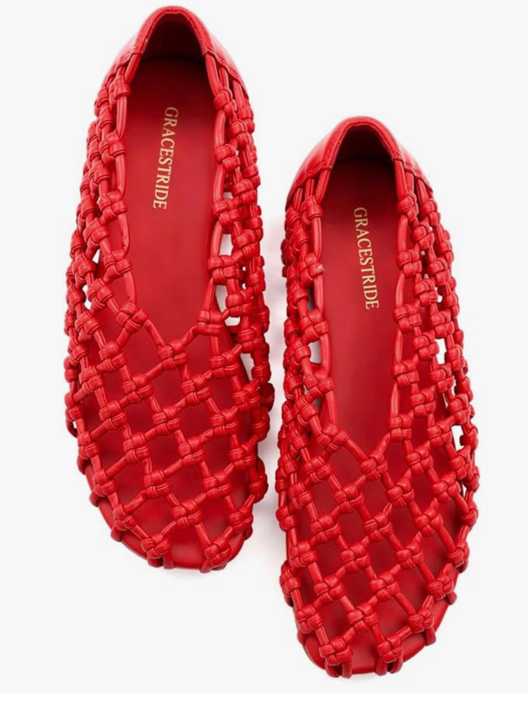 Red slip on flats shoes