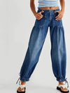 Blue dark jeans wide leg pants