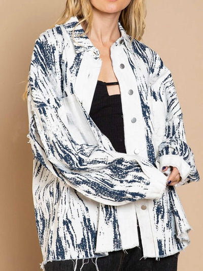 Tie dye blue oversized hooded jacket