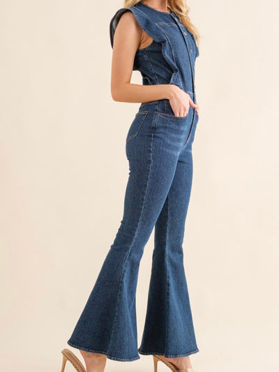 Denim wide leg jumper