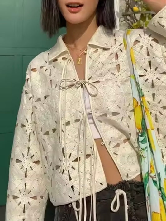 Off white cutout textured jacket