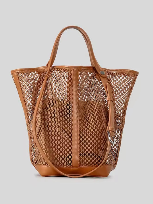 Solid colors net boho handbag