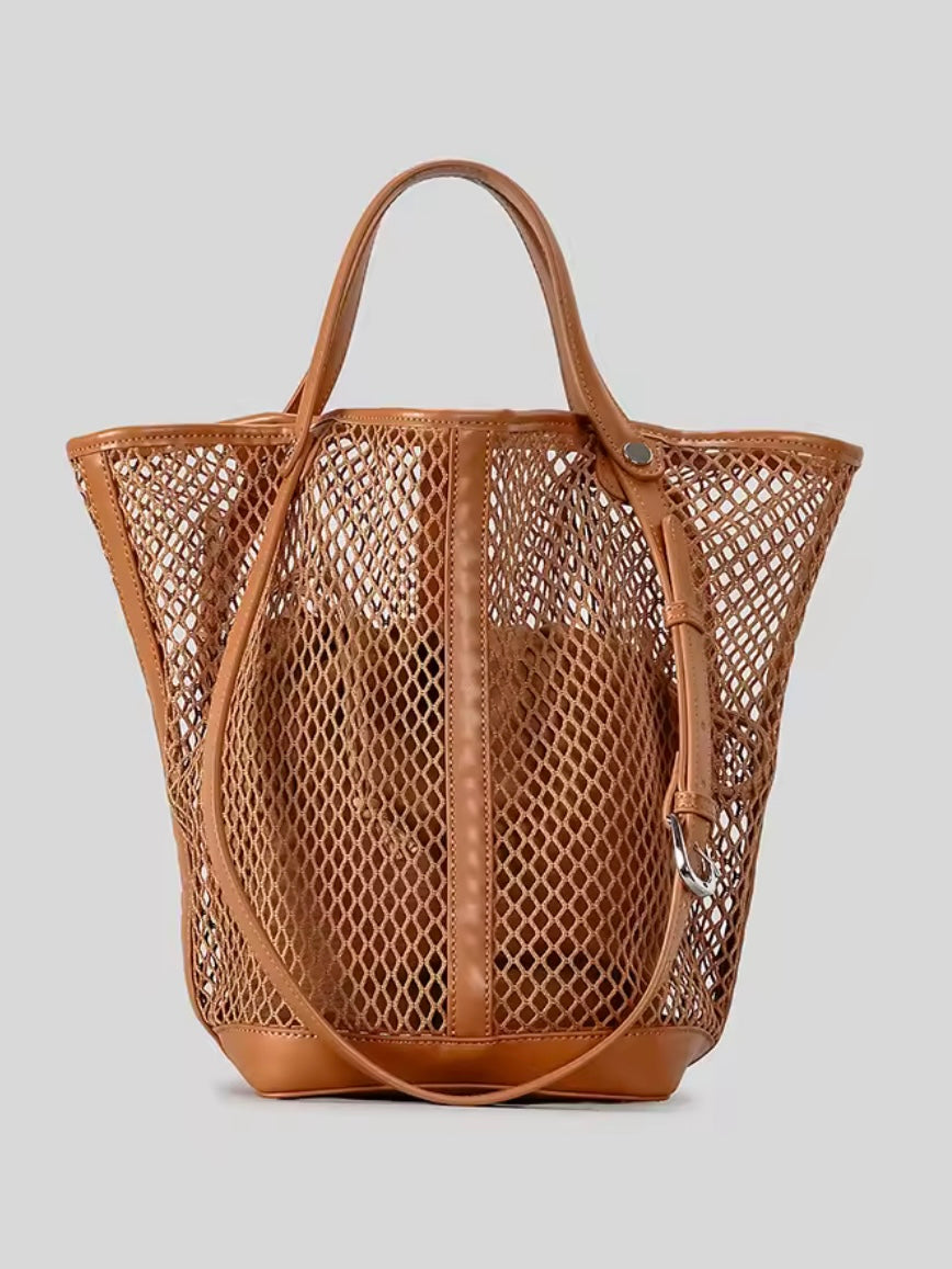 Solid colors net boho handbag
