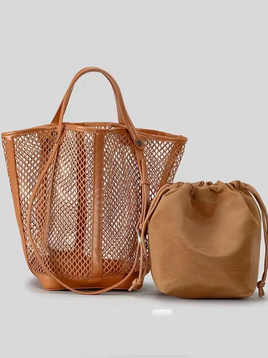 Solid colors net boho handbag
