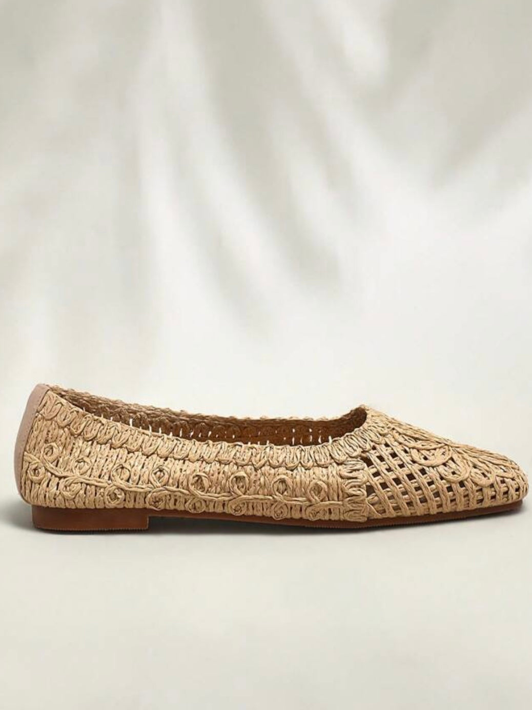 Beige natural straw slip on loafers shoes