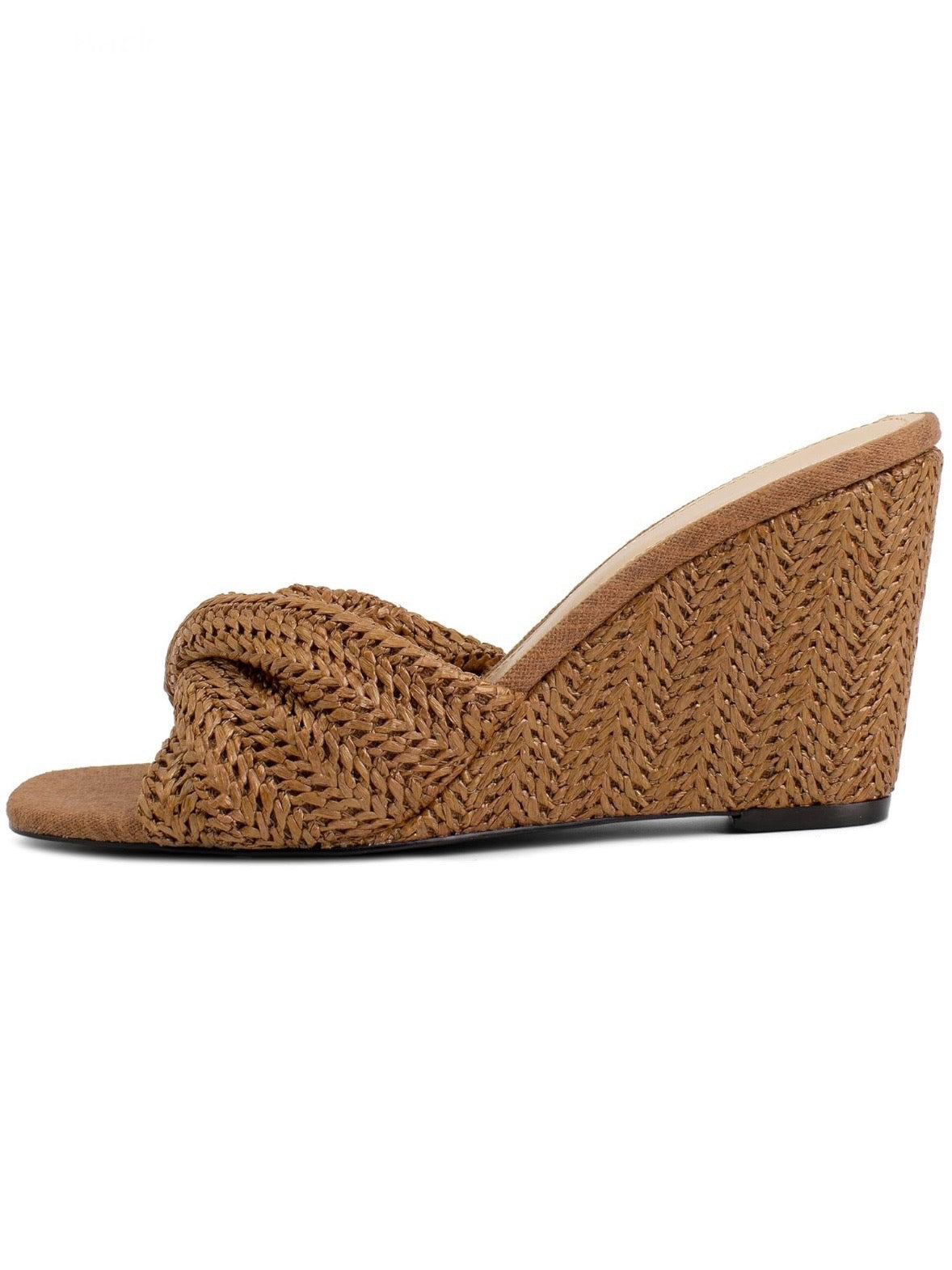 Brown wedge high heels slip on sandals