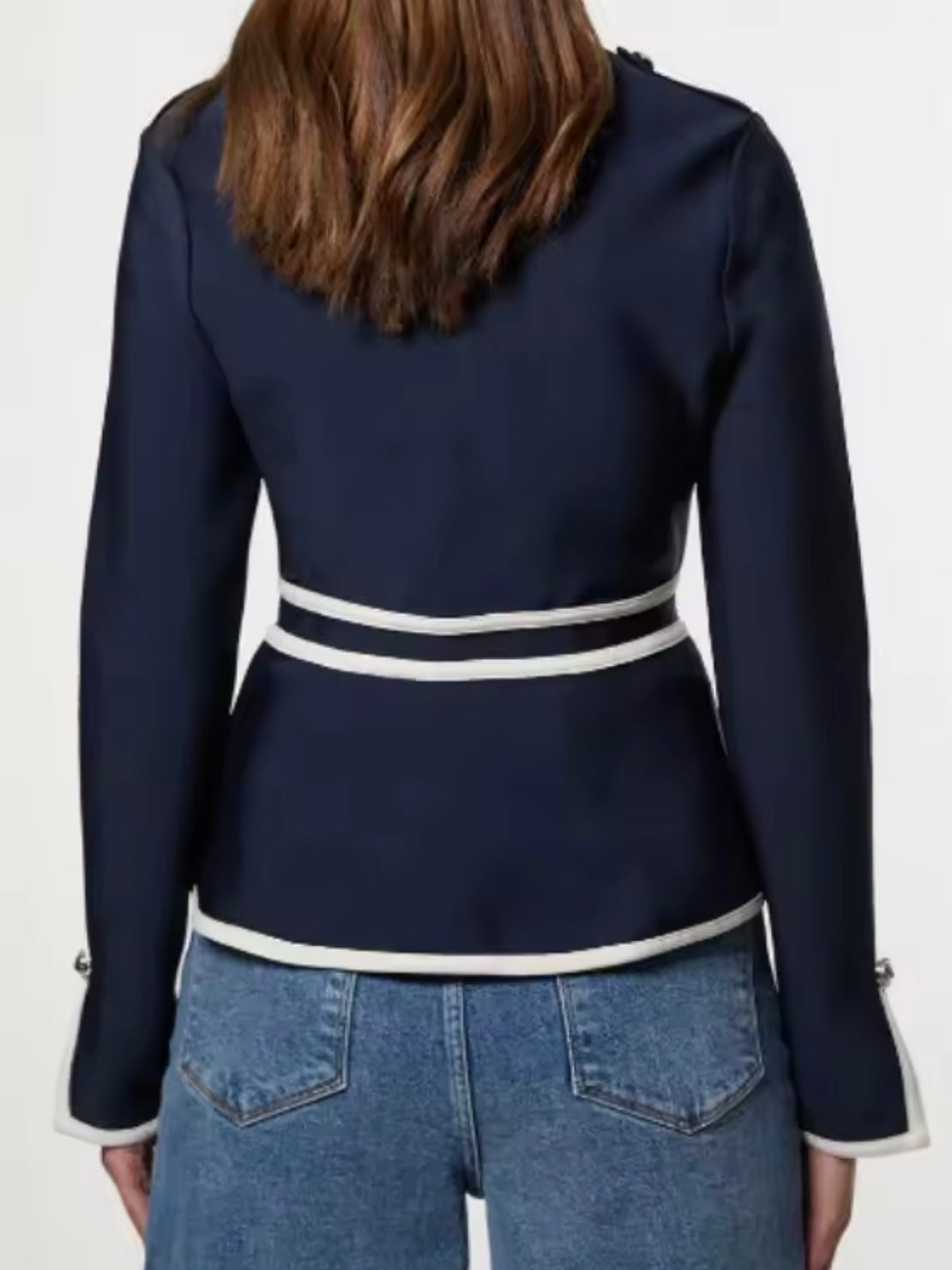 Navy blue and white stripes jacket