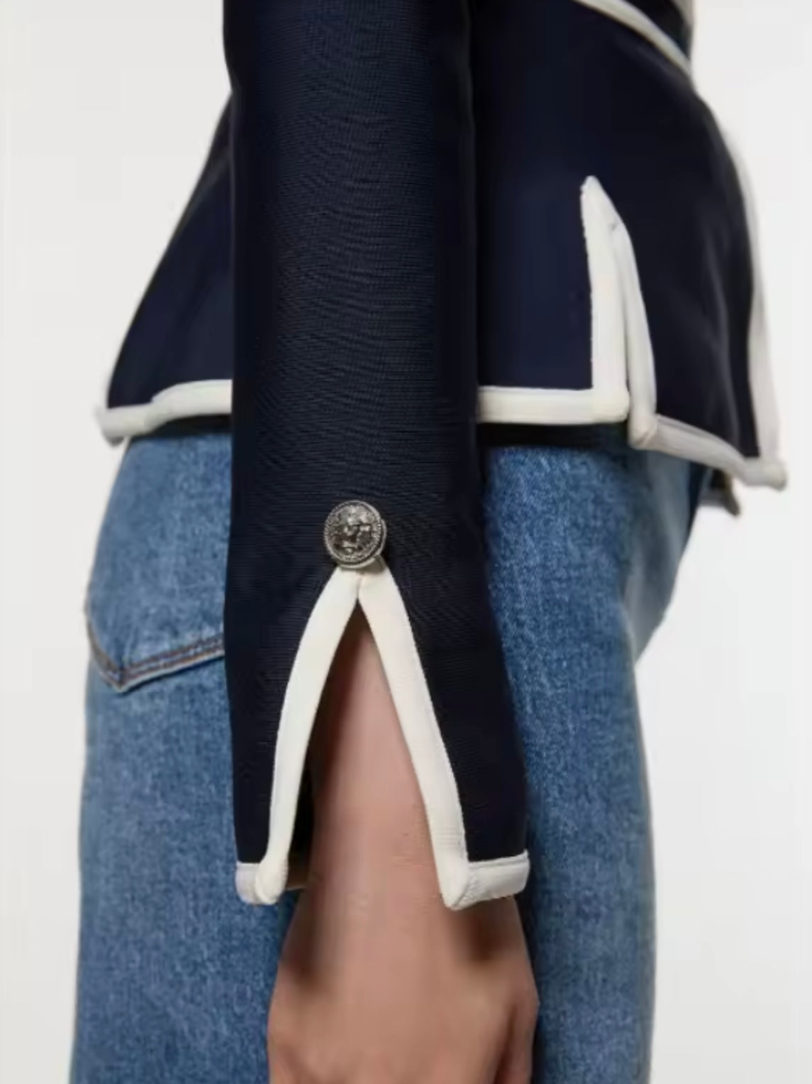 Navy blue and white stripes jacket