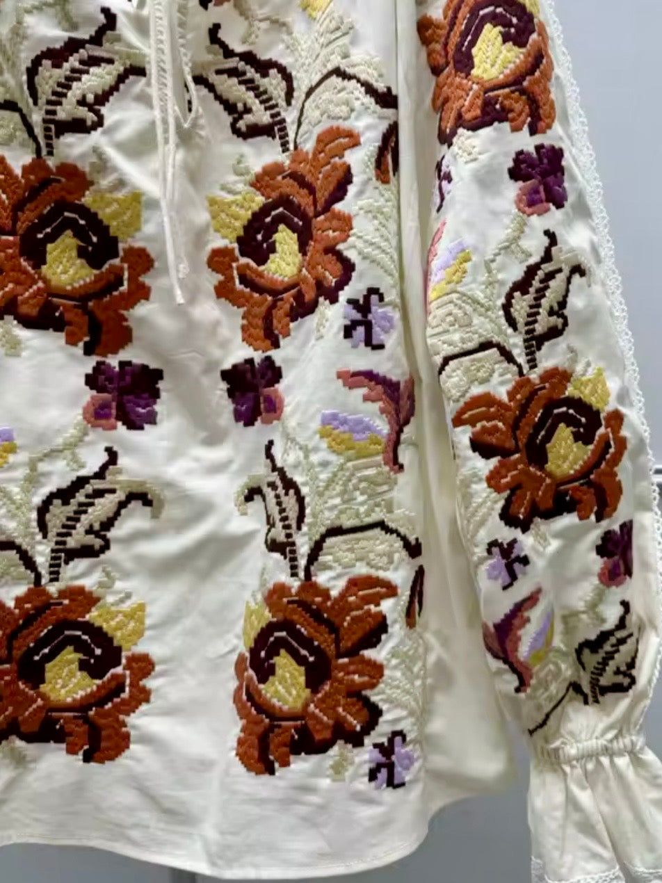 White floral lanterns long sleeves shirt