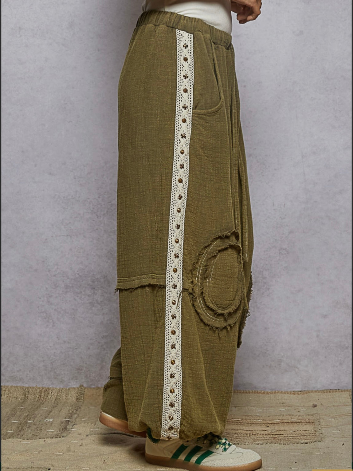 Olive dark green lace studs set of 2. Hoodie and joggers pants