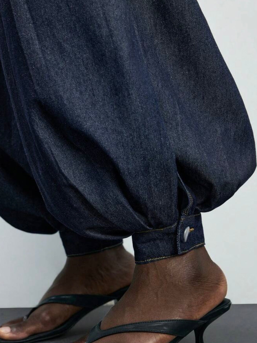 Light and Dark Blue baggy buttoned jeans