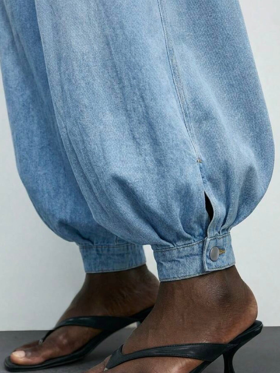 Light and Dark Blue baggy buttoned jeans