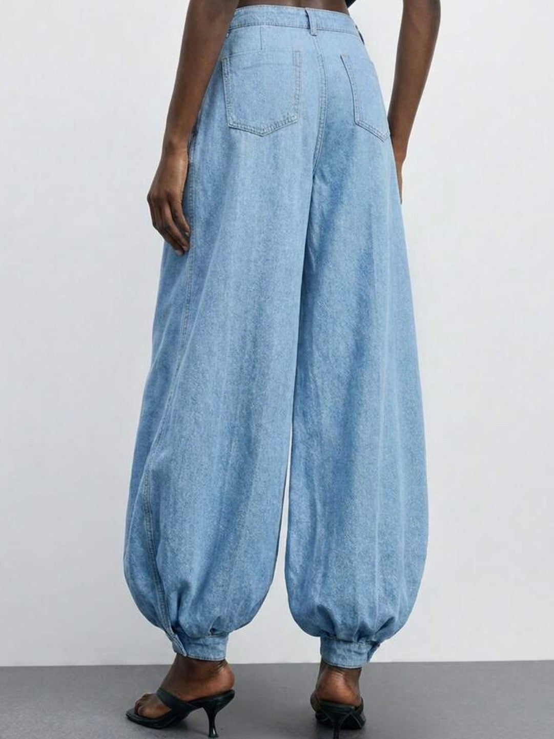 Light and Dark Blue baggy buttoned jeans