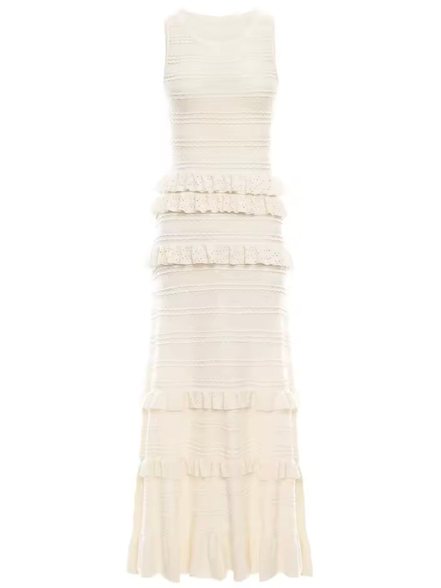 Beige spaghetti tube maxi dress