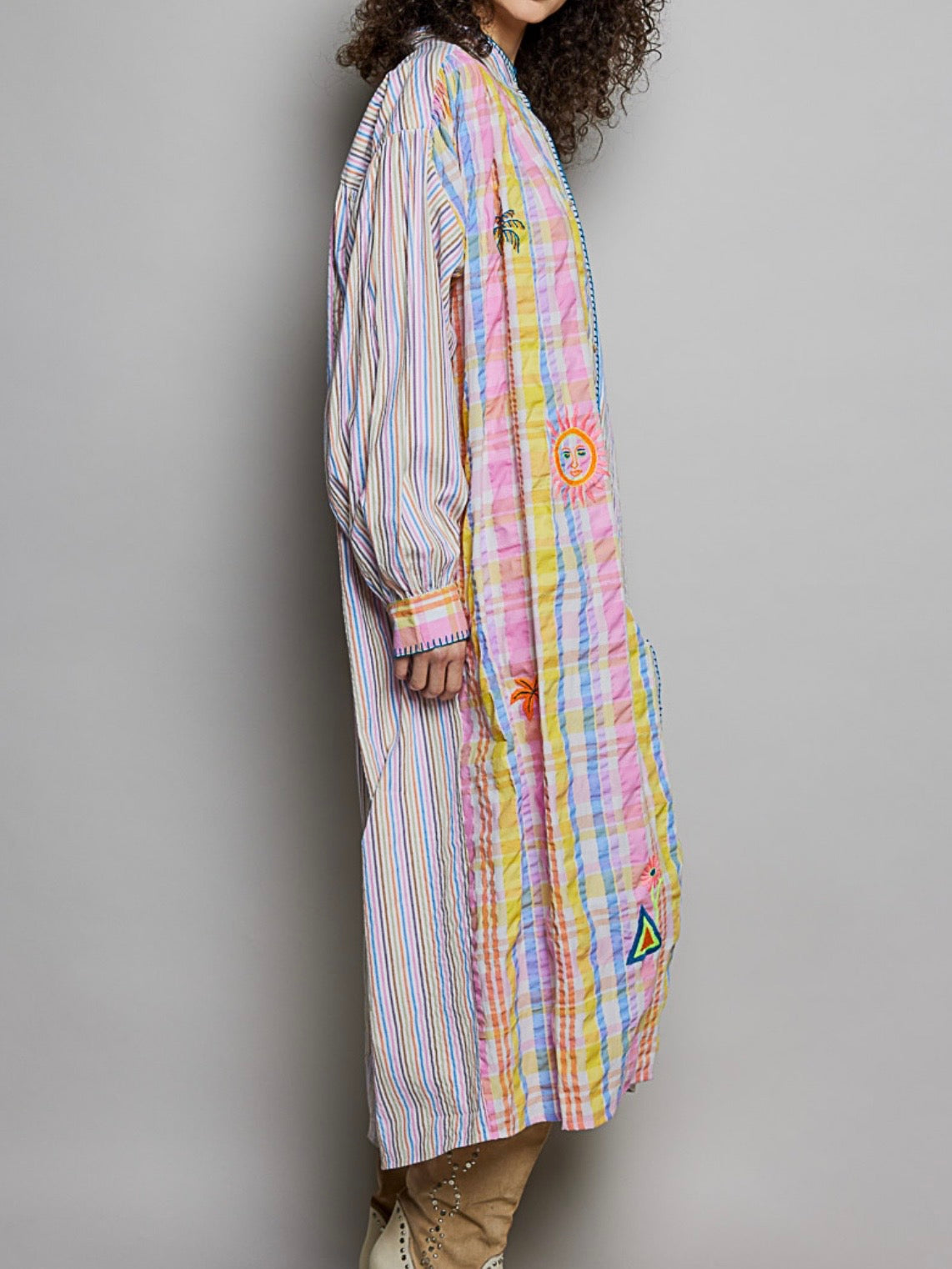 Rainbow and sun striped maxi dress