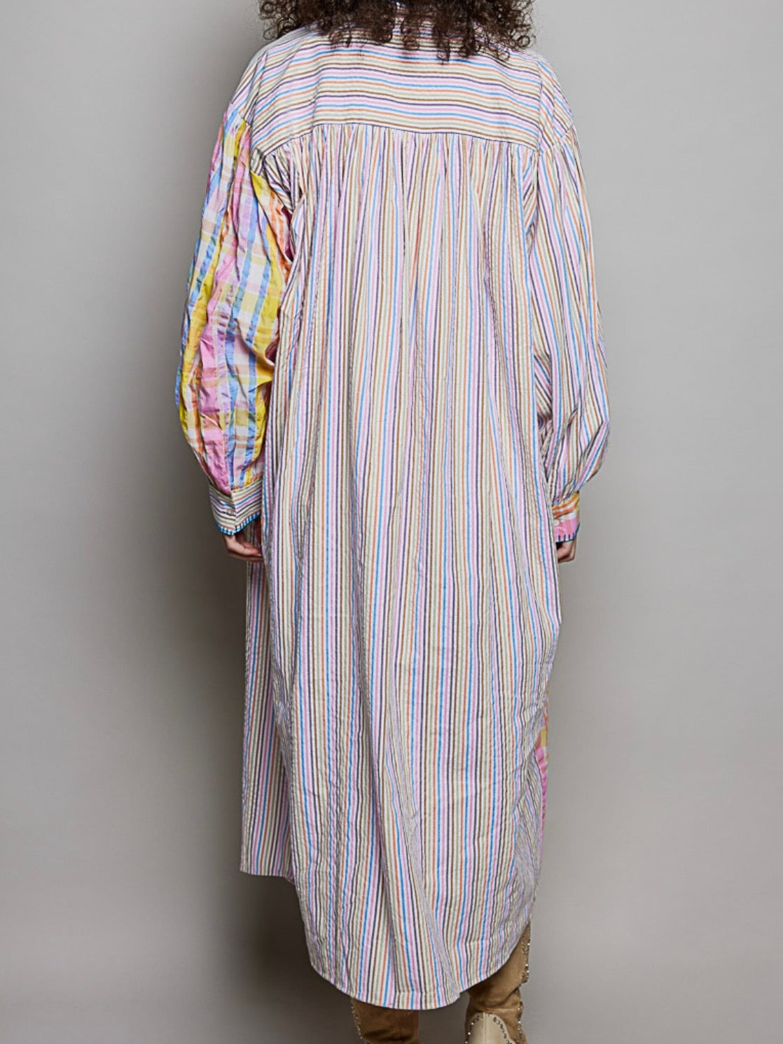 Rainbow and sun striped maxi dress