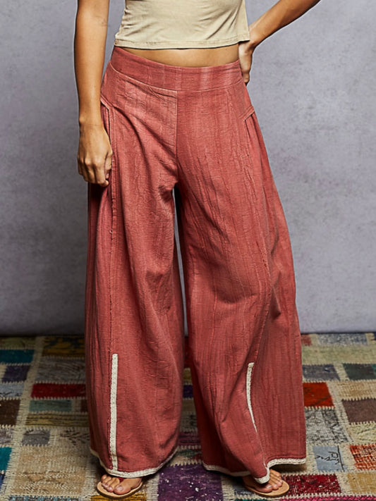 Burgundy wide cargo pants