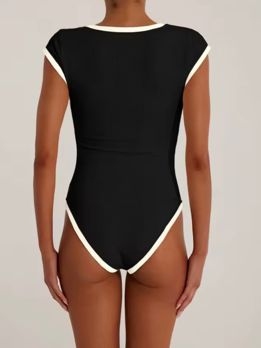 Black and white one piece swimsuit