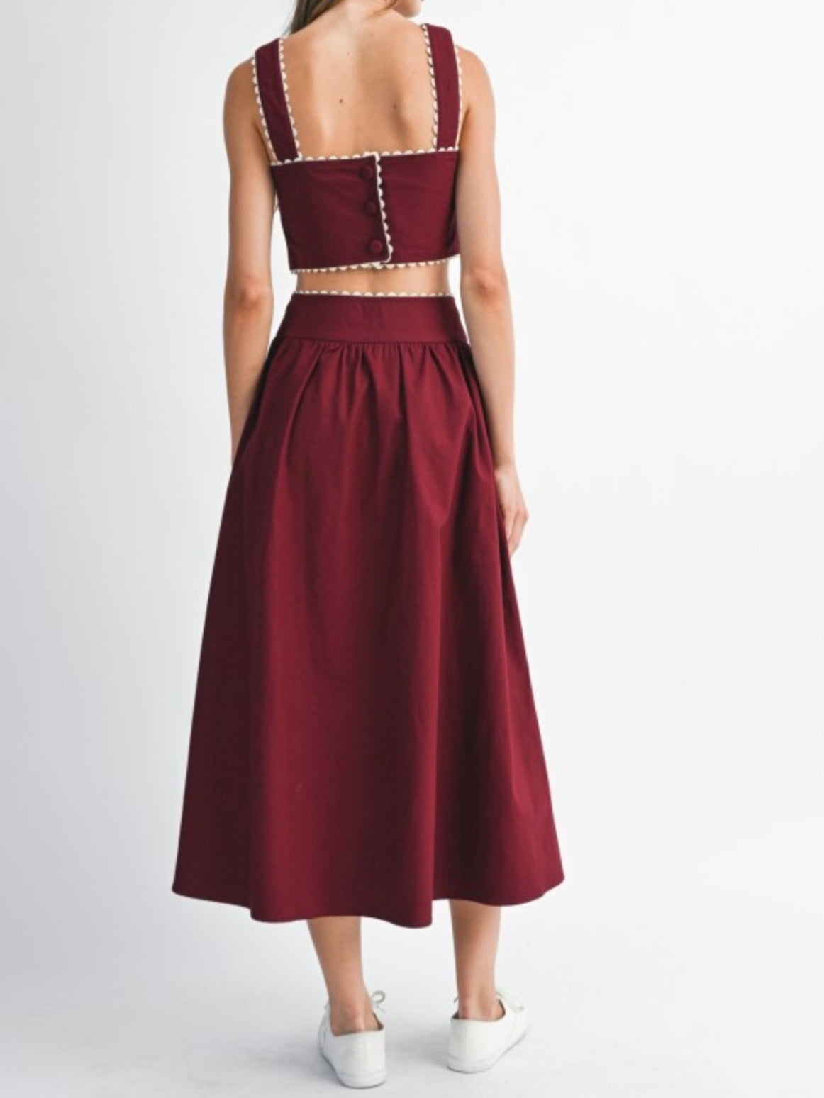 Burgundy Set of 2 crop top and skirt