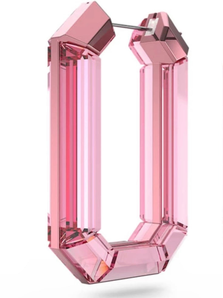 Pink crystal geometric square earrings