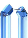 Blue crystal geometric square earrings