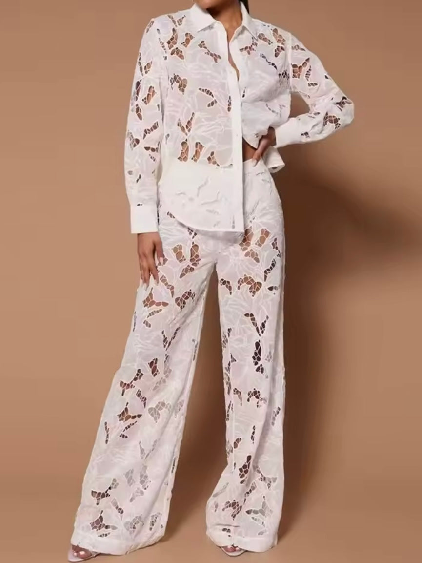 White lace set of 2 shirt and pants