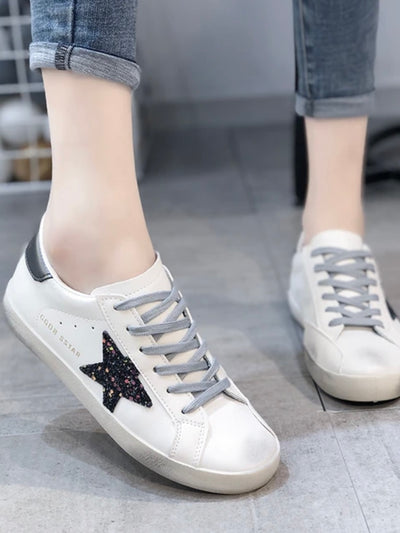 Black star metallic deep purple sneakers
