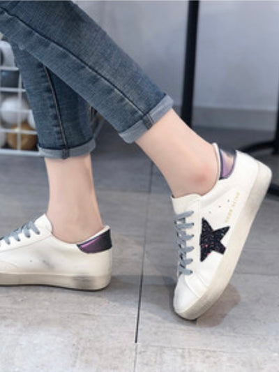 Black star metallic deep purple sneakers