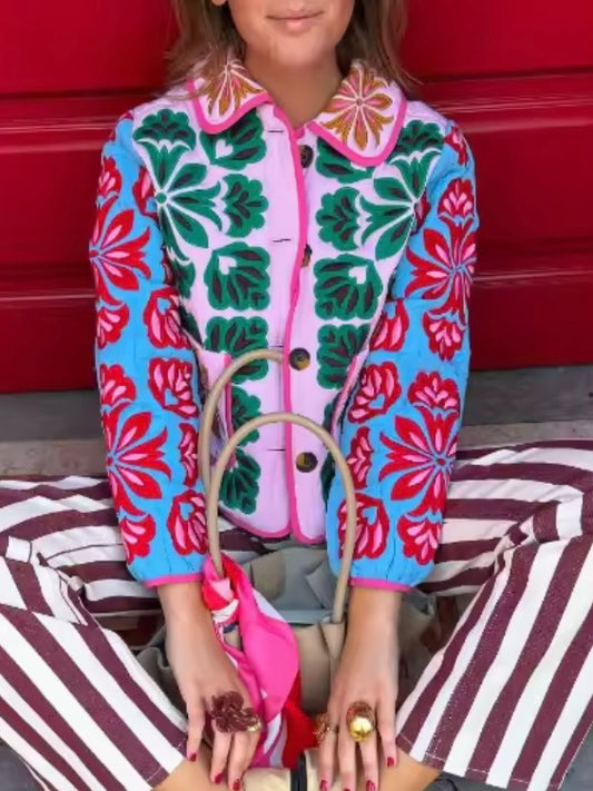 Strawberry and floral quilted jacket