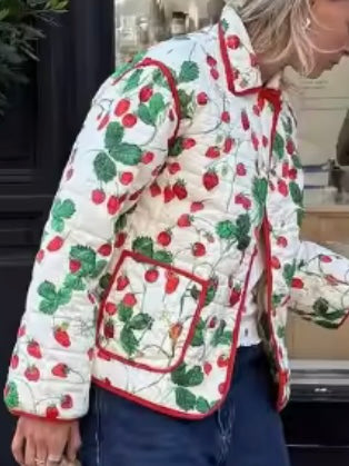 Strawberry and floral quilted jacket