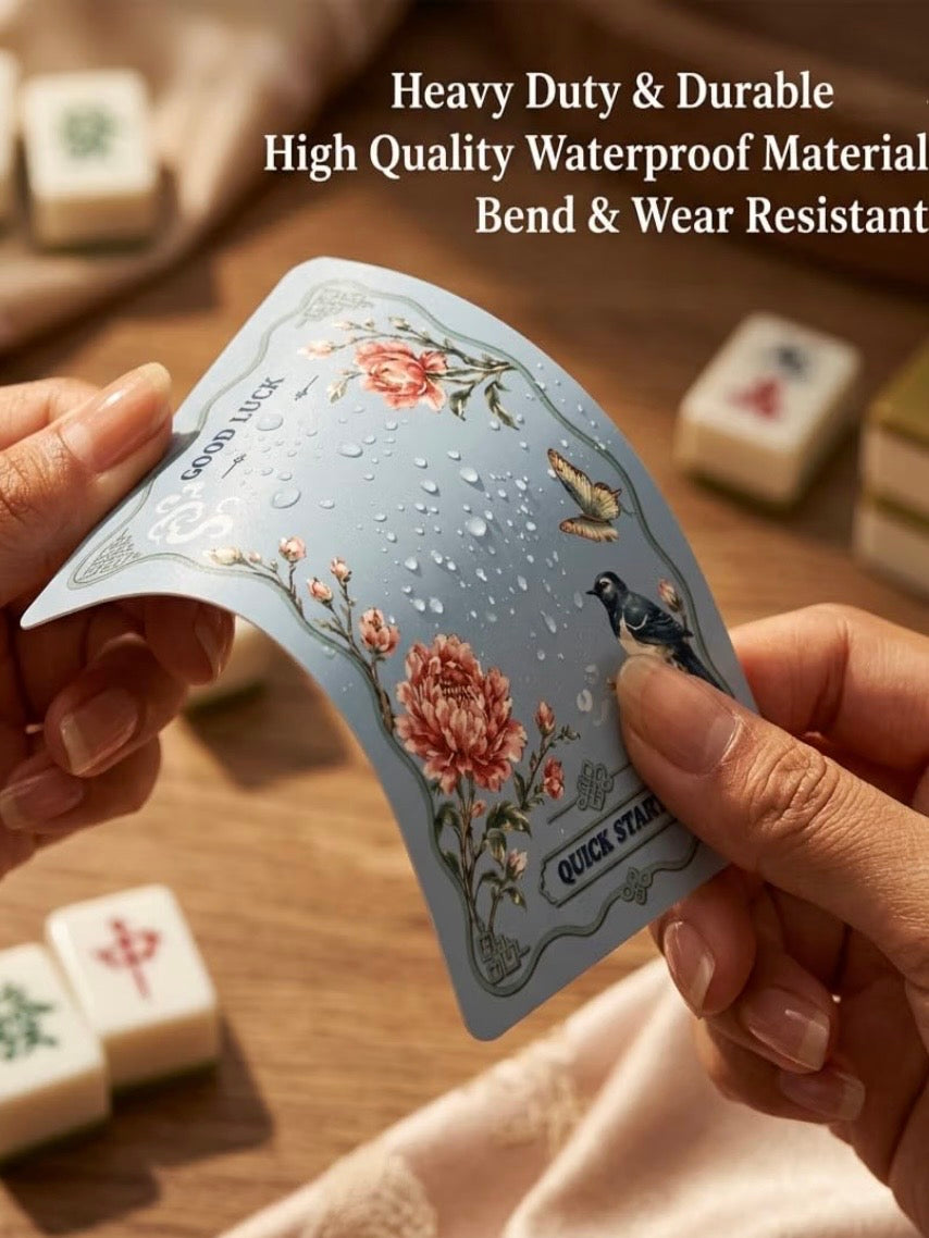 Light blue Mahjong tile shuffler cards set of 4