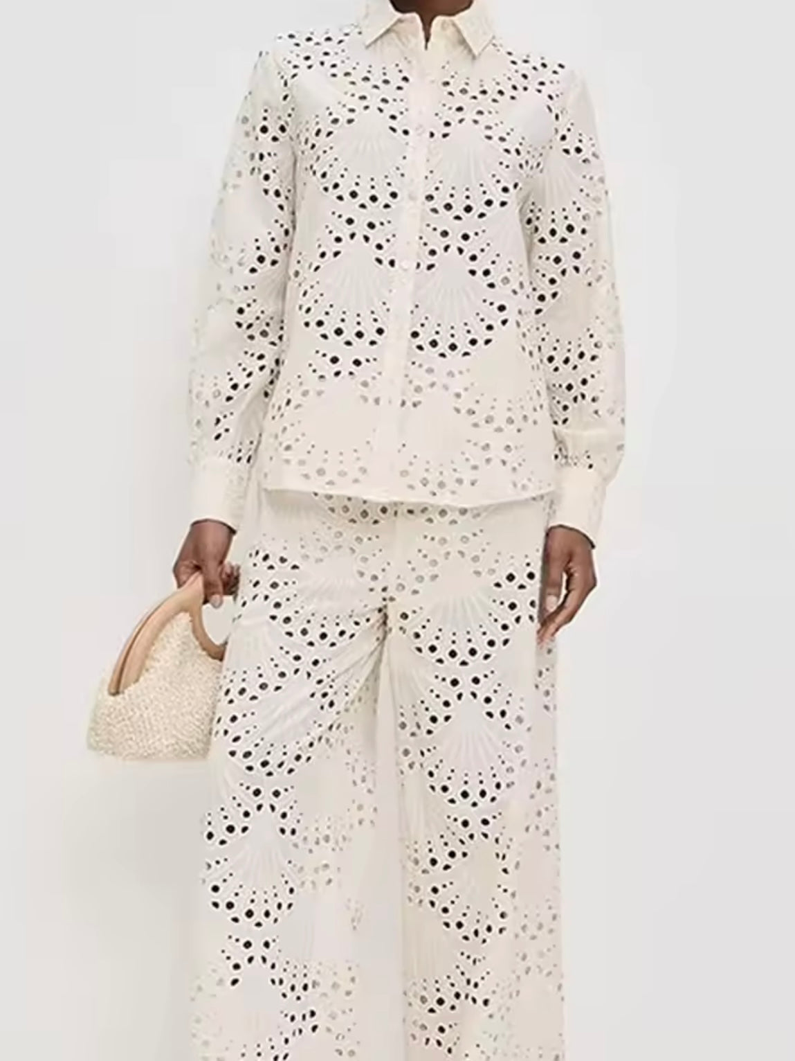 Beige shells long sleeves set of 2 shirt and pants