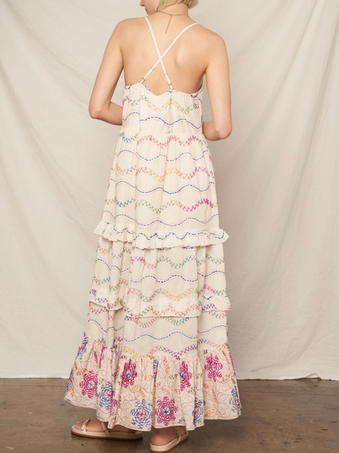 Beige natural sleeveless maxi dress