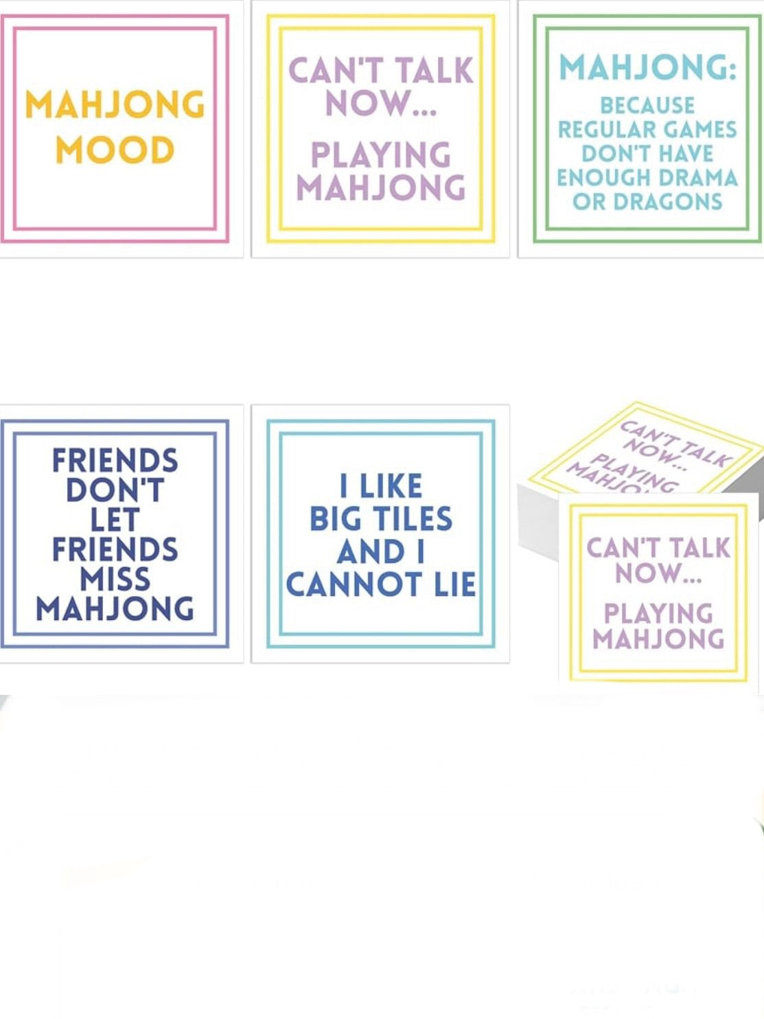 White mahjong square paper napkins pack of 100