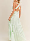 Light green crossed back straps maxi dress